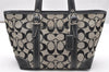 Authentic COACH Signature Hand Tote Bag Purse Canvas Leather 6043 Black 3420K