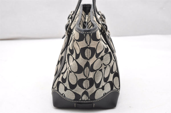 Authentic COACH Signature Hand Tote Bag Purse Canvas Leather 6043 Black 3420K
