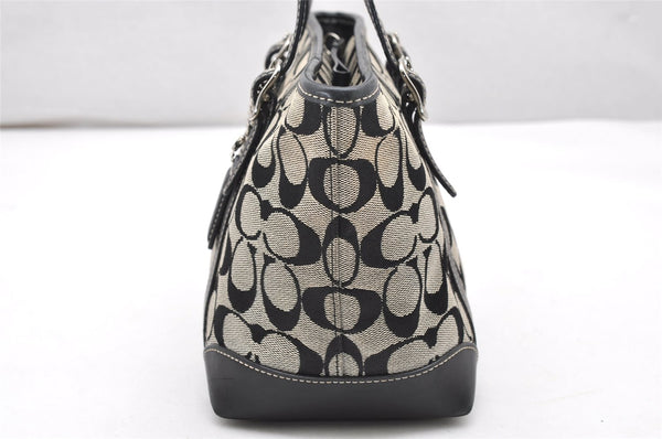 Authentic COACH Signature Hand Tote Bag Purse Canvas Leather 6043 Black 3420K