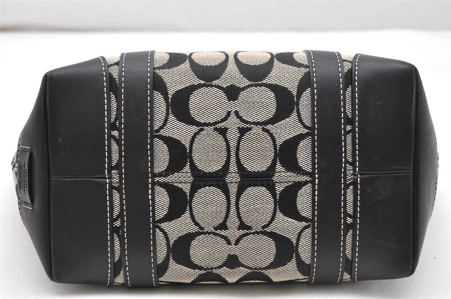 Authentic COACH Signature Hand Tote Bag Purse Canvas Leather 6043 Black 3420K