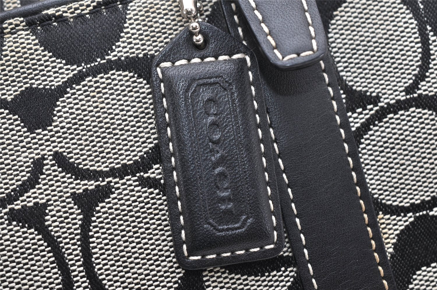 Authentic COACH Signature Hand Tote Bag Purse Canvas Leather 6043 Black 3420K