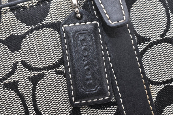 Authentic COACH Signature Hand Tote Bag Purse Canvas Leather 6043 Black 3420K