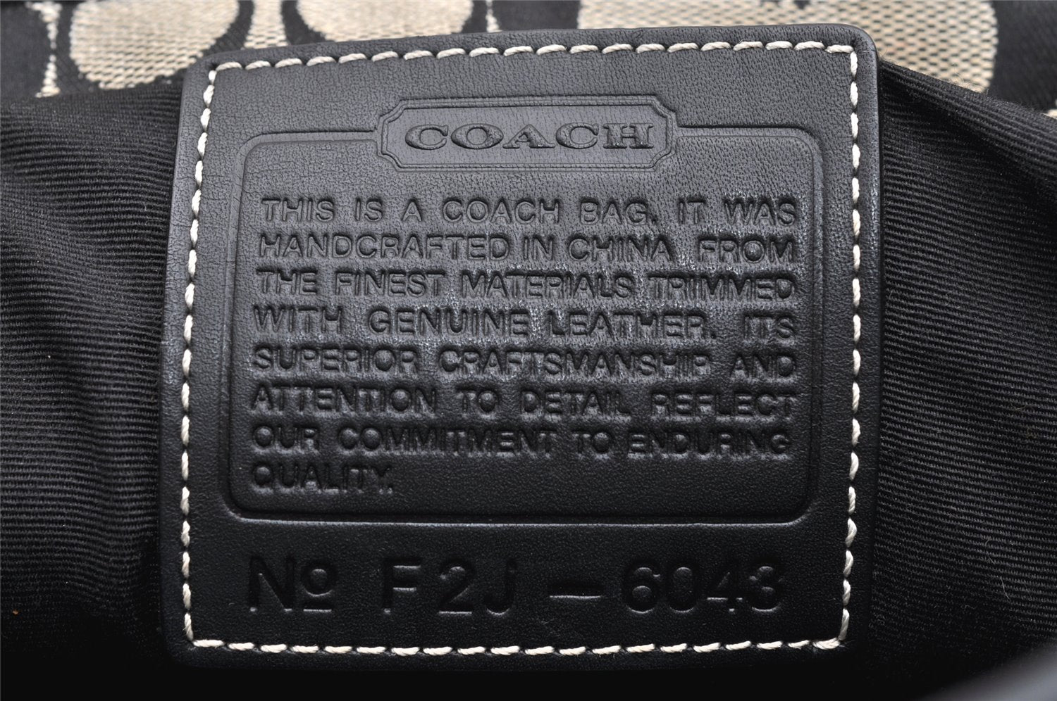 Authentic COACH Signature Hand Tote Bag Purse Canvas Leather 6043 Black 3420K