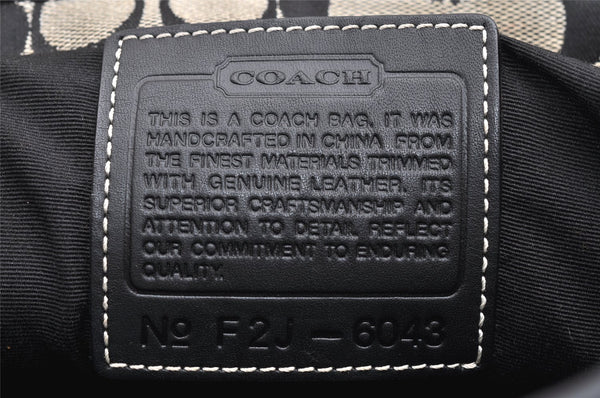 Authentic COACH Signature Hand Tote Bag Purse Canvas Leather 6043 Black 3420K