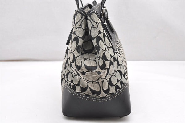Authentic COACH Signature Shoulder Tote Bag Canvas Leather 6894 Black 3421K