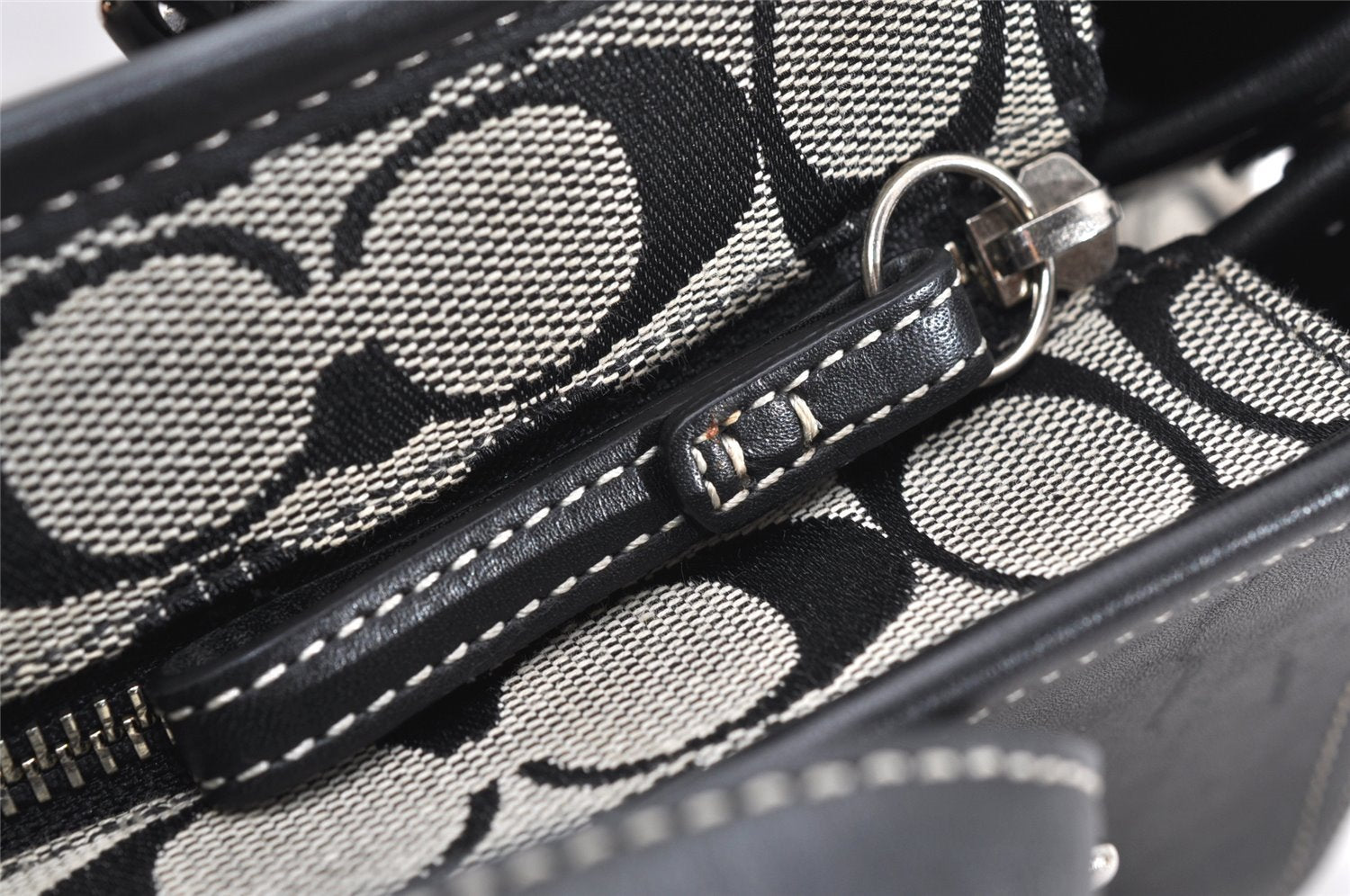 Authentic COACH Signature Shoulder Tote Bag Canvas Leather 6894 Black 3421K