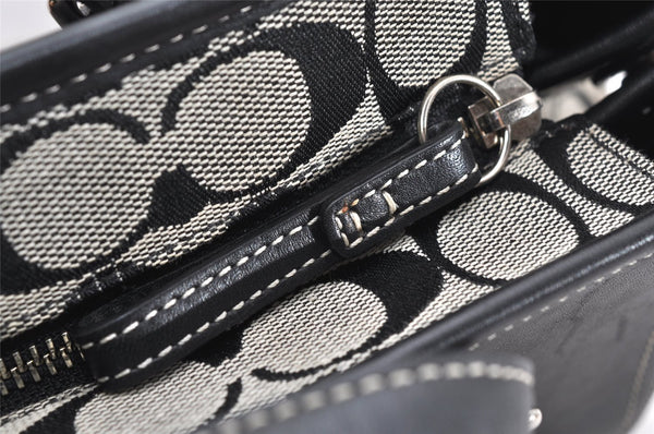 Authentic COACH Signature Shoulder Tote Bag Canvas Leather 6894 Black 3421K