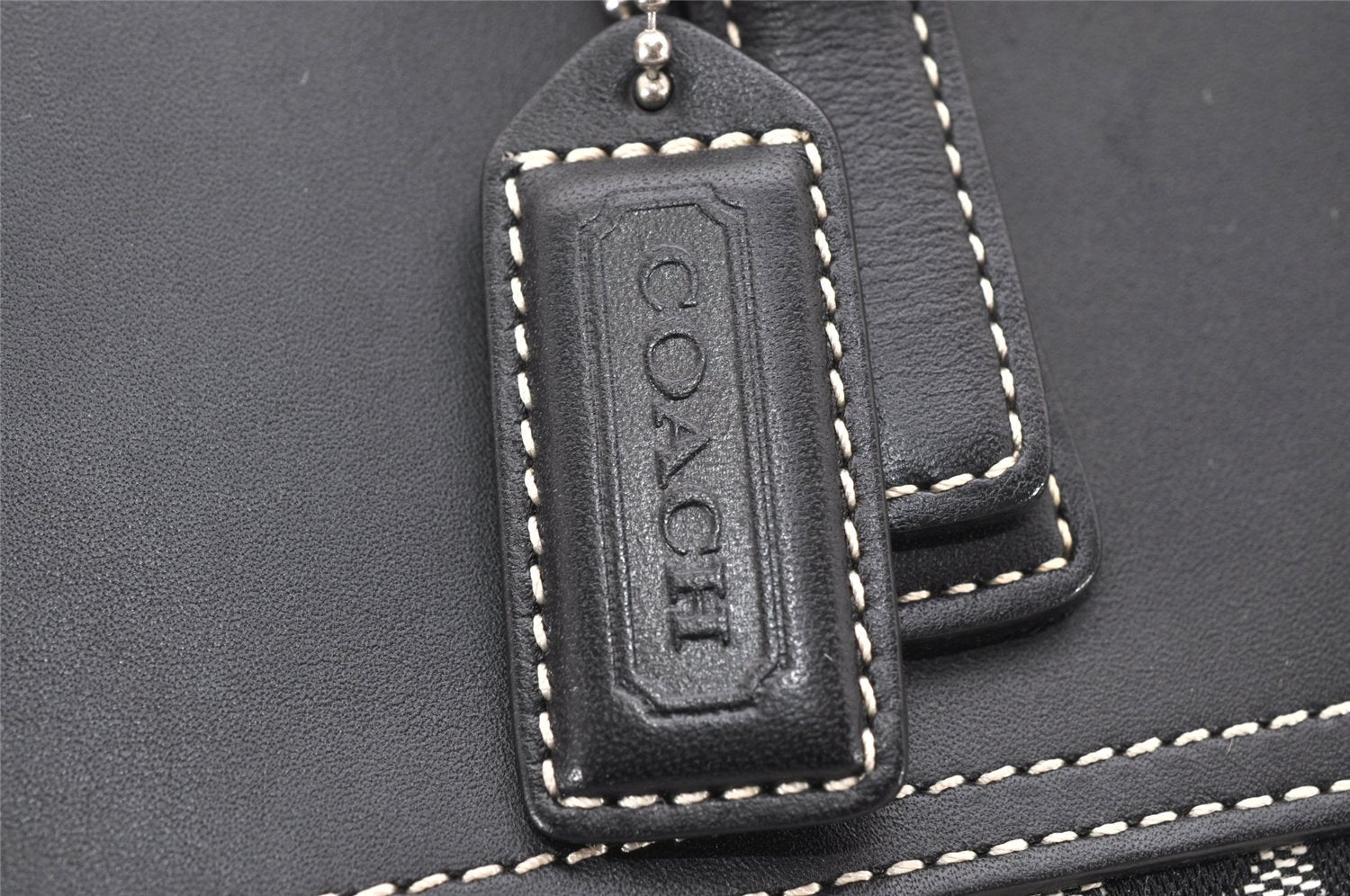 Authentic COACH Signature Shoulder Tote Bag Canvas Leather 6894 Black 3421K