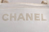 Authentic CHANEL Vintage Caviar Skin Shoulder Hand Bag Purse White CC Logo 3422J