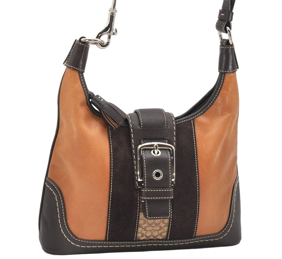 Authentic COACH Vintage Shoulder Hand Bag Purse Leather Suede F11344 Brown 3422K