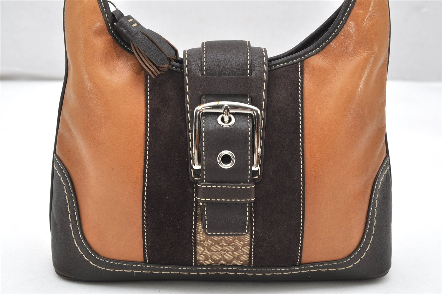 Authentic COACH Vintage Shoulder Hand Bag Purse Leather Suede F11344 Brown 3422K