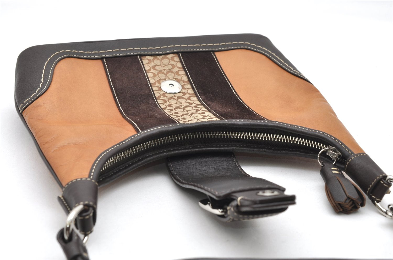 Authentic COACH Vintage Shoulder Hand Bag Purse Leather Suede F11344 Brown 3422K