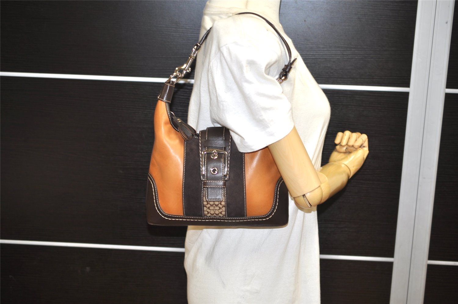 Authentic COACH Vintage Shoulder Hand Bag Purse Leather Suede F11344 Brown 3422K
