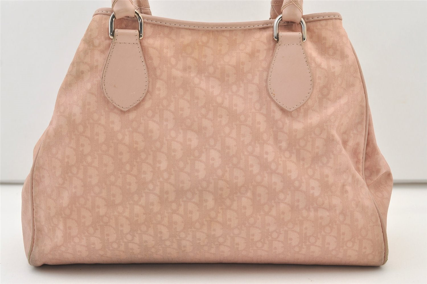 Authentic Christian Dior Trotter Lovely Hand Tote Bag Nylon Leather Pink 3423J