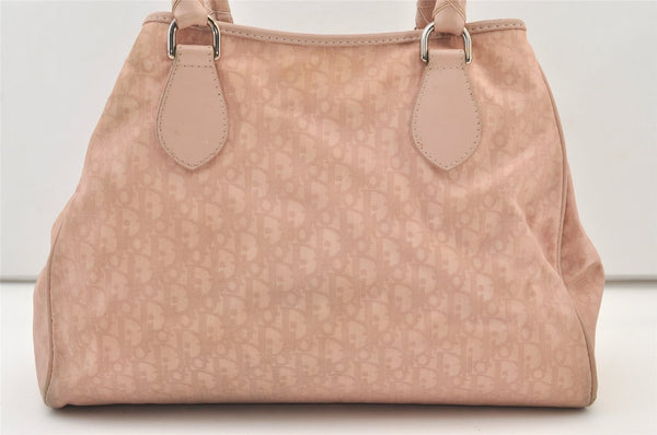 Authentic Christian Dior Trotter Lovely Hand Tote Bag Nylon Leather Pink 3423J