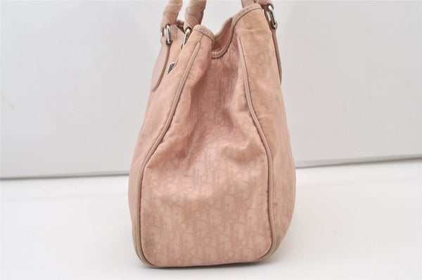 Authentic Christian Dior Trotter Lovely Hand Tote Bag Nylon Leather Pink 3423J