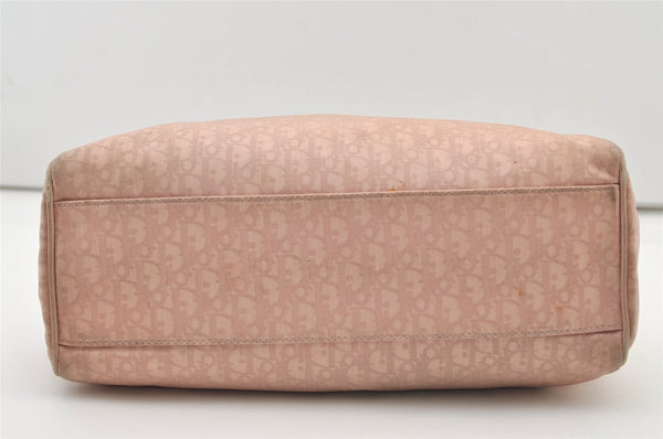 Authentic Christian Dior Trotter Lovely Hand Tote Bag Nylon Leather Pink 3423J