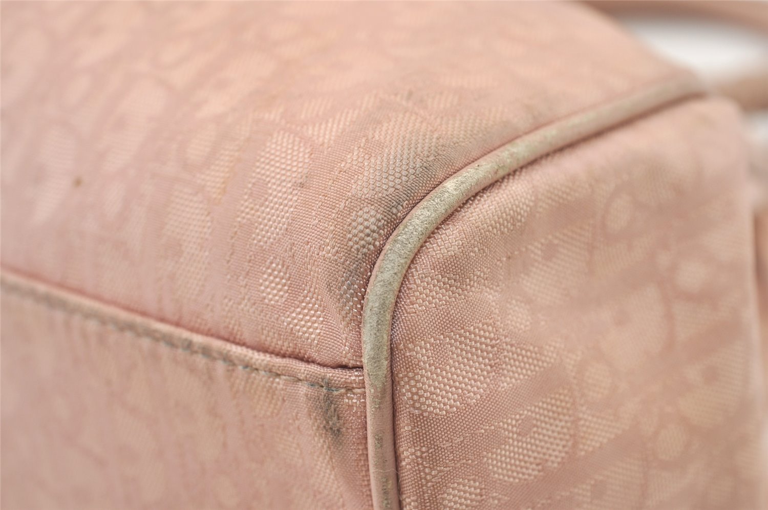 Authentic Christian Dior Trotter Lovely Hand Tote Bag Nylon Leather Pink 3423J