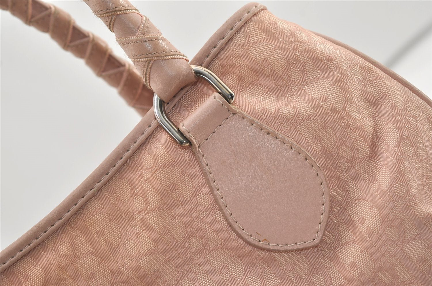 Authentic Christian Dior Trotter Lovely Hand Tote Bag Nylon Leather Pink 3423J