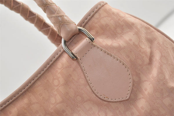 Authentic Christian Dior Trotter Lovely Hand Tote Bag Nylon Leather Pink 3423J