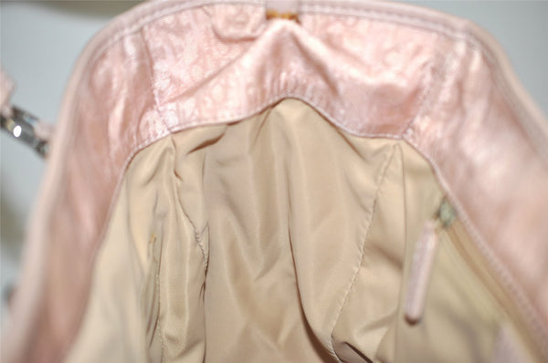 Authentic Christian Dior Trotter Lovely Hand Tote Bag Nylon Leather Pink 3423J