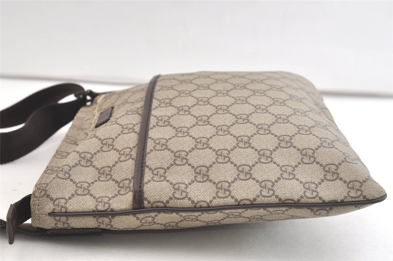 Authentic GUCCI Shoulder Cross Body Bag Purse GG PVC Leather 141626 Brown 3424K