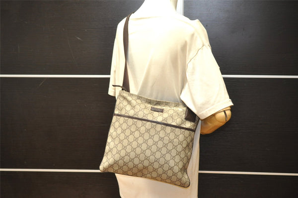 Authentic GUCCI Shoulder Cross Body Bag Purse GG PVC Leather 141626 Brown 3424K