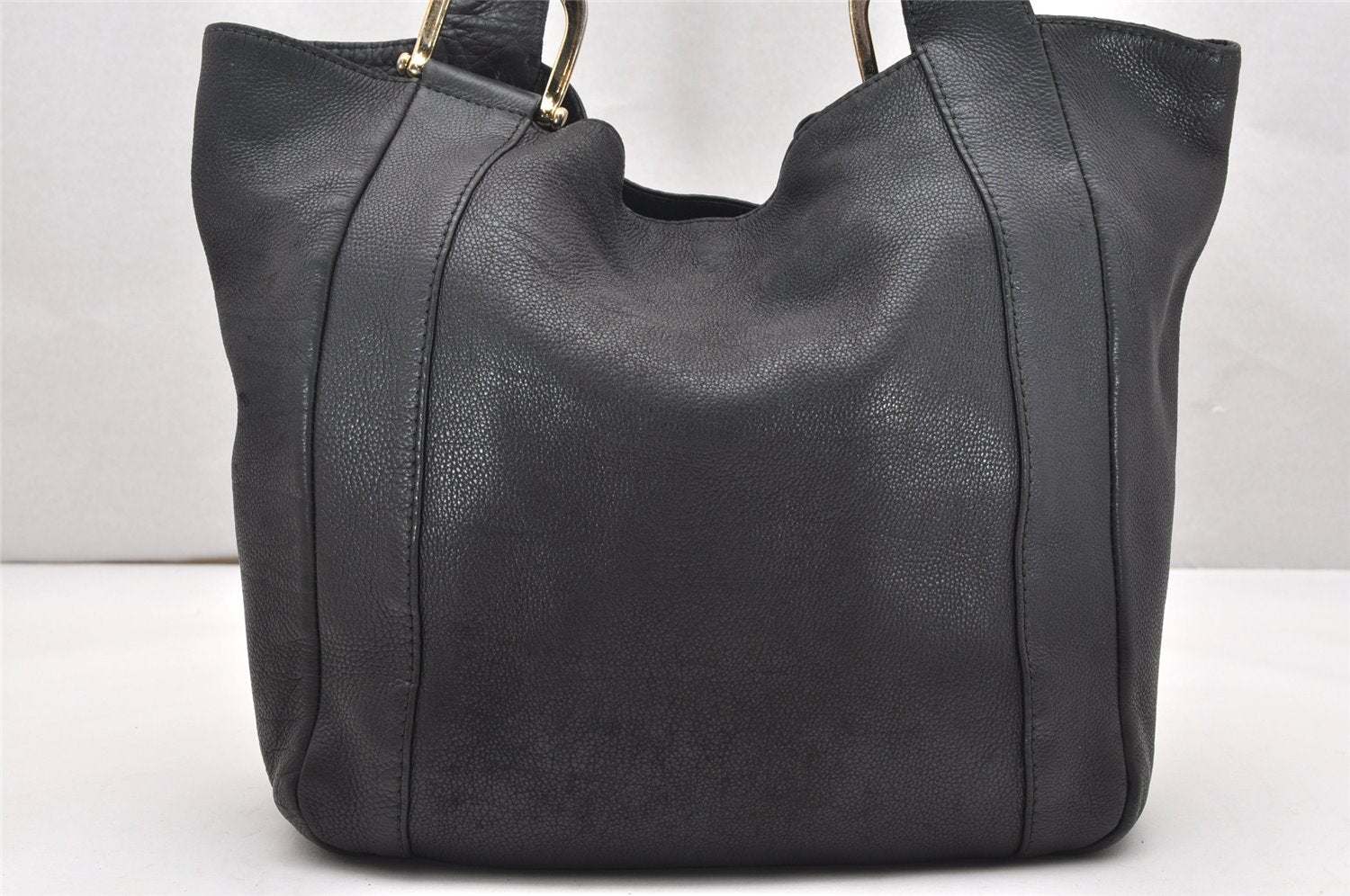 Authentic GUCCI Vintage Shoulder Tote Bag Leather 257051 Black 3425K