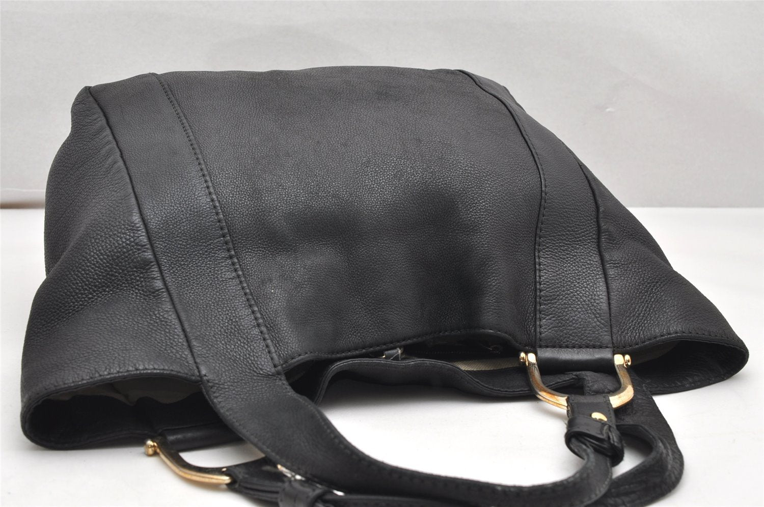 Authentic GUCCI Vintage Shoulder Tote Bag Leather 257051 Black 3425K