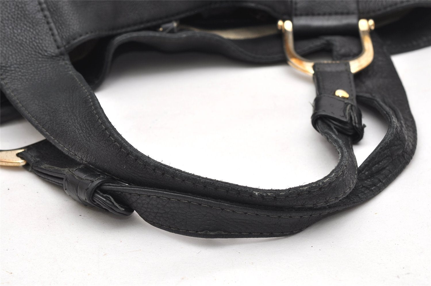 Authentic GUCCI Vintage Shoulder Tote Bag Leather 257051 Black 3425K