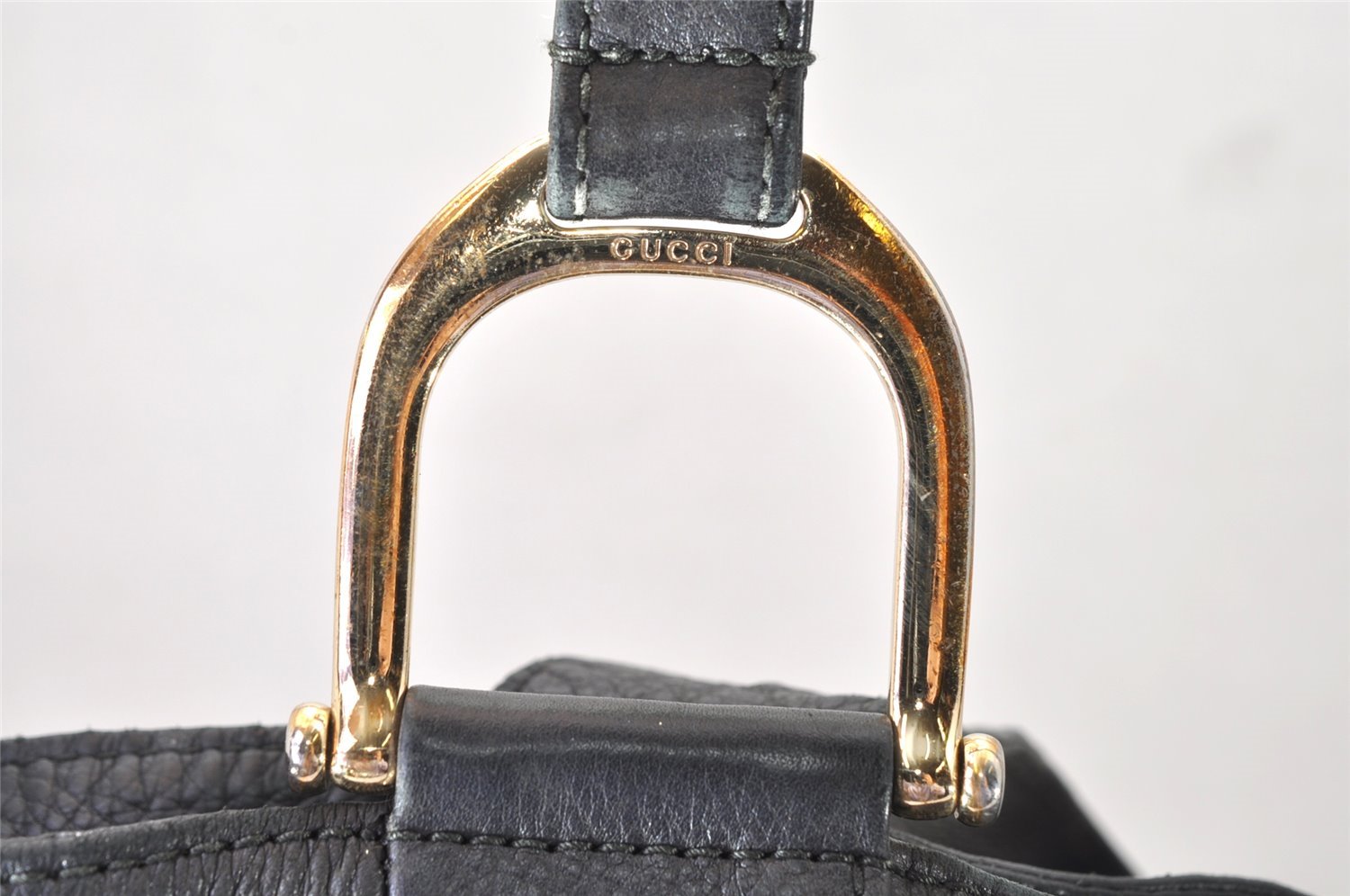 Authentic GUCCI Vintage Shoulder Tote Bag Leather 257051 Black 3425K