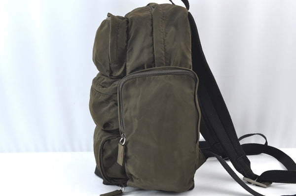 Authentic PRADA Vintage Nylon Tessuto Backpack Purse Khaki Green 3426I