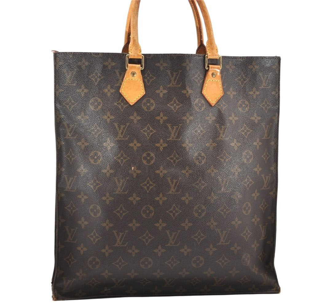 Authentic Louis Vuitton Monogram Sac Plat Hand Tote Bag M51140 LV 3429K