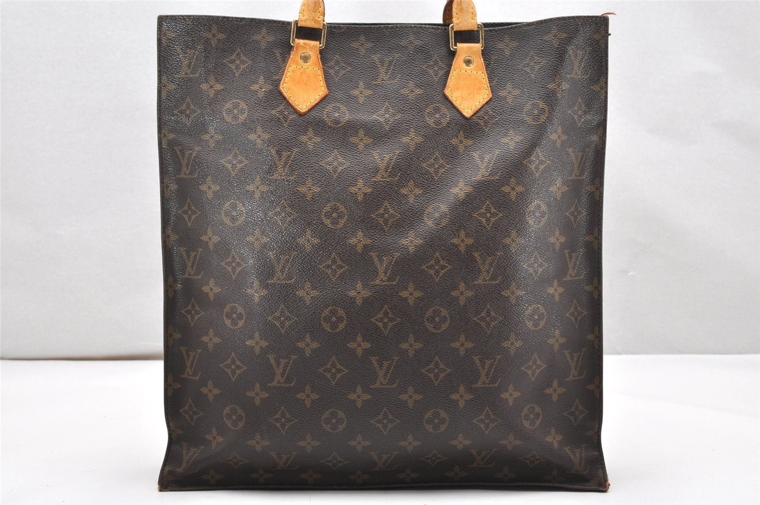 Authentic Louis Vuitton Monogram Sac Plat Hand Tote Bag M51140 LV 3429K