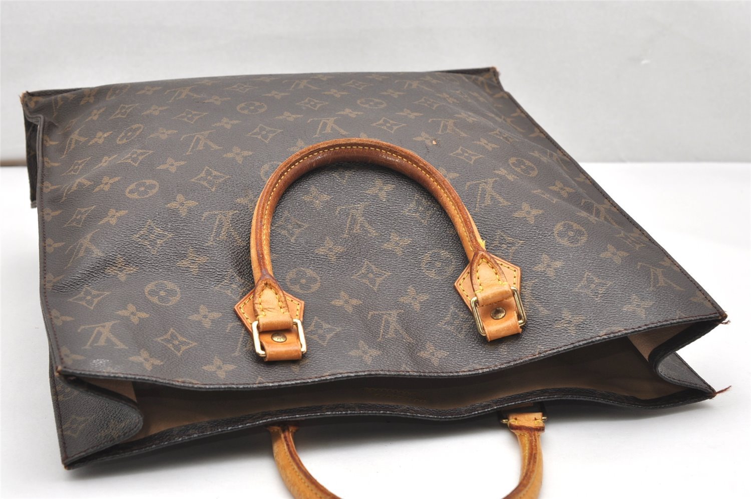 Authentic Louis Vuitton Monogram Sac Plat Hand Tote Bag M51140 LV 3429K