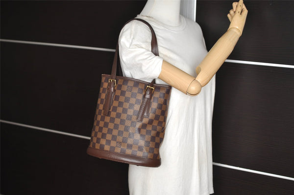 Authentic Louis Vuitton Damier Marais Bucket Shoulder Tote Bag N42240 LV 3430J