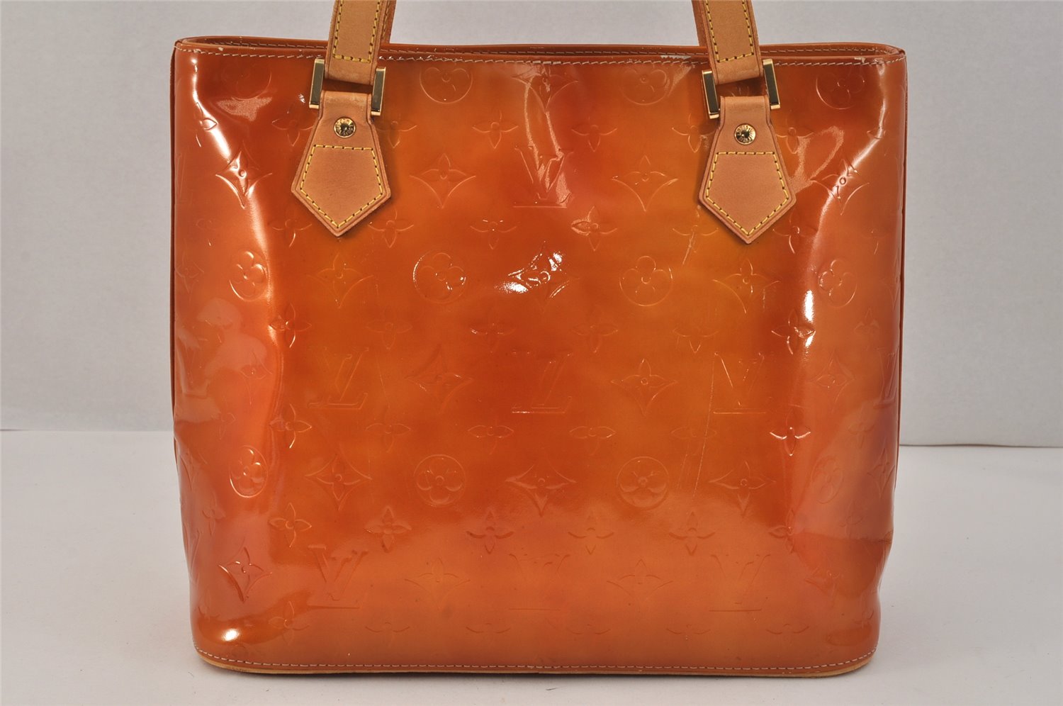 Authentic Louis Vuitton Vernis Houston Shoulder Hand Bag Orange M91004 LV 3430K