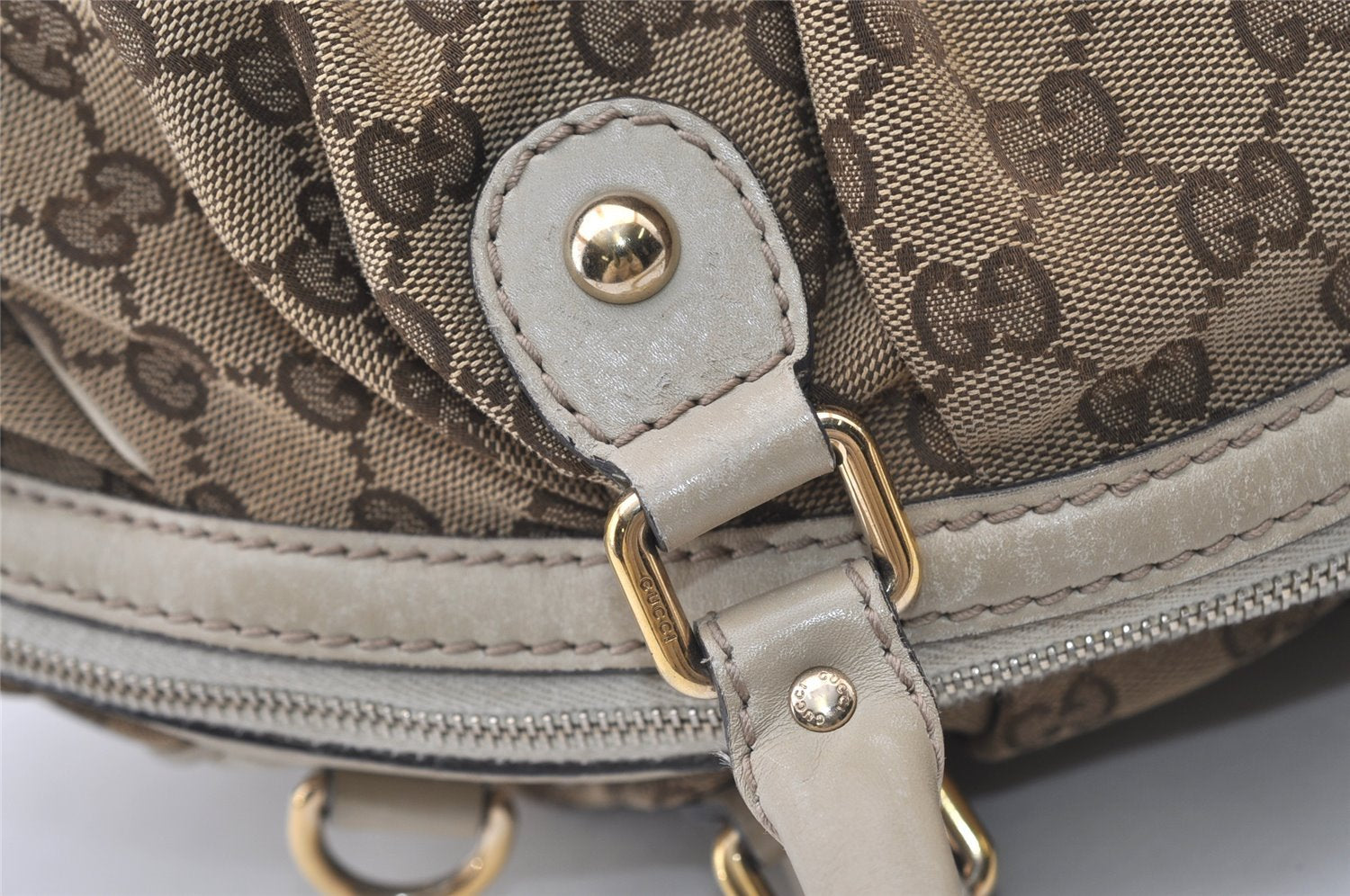 Authentic GUCCI Sukey 2Way Tote Bag GG Canvas Leather 223974 Brown 3431J