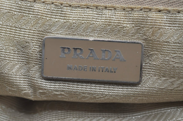 Authentic PRADA Vintage Nylon Tessuto Leather Tote Hand Bag Light Beige 3432I