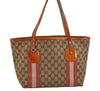 Authentic GUCCI Jolie Sherry Line Tote Bag GG Canvas Enamel 211971 Brown 3433J