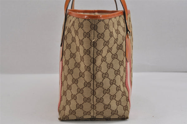 Authentic GUCCI Jolie Sherry Line Tote Bag GG Canvas Enamel 211971 Brown 3433J