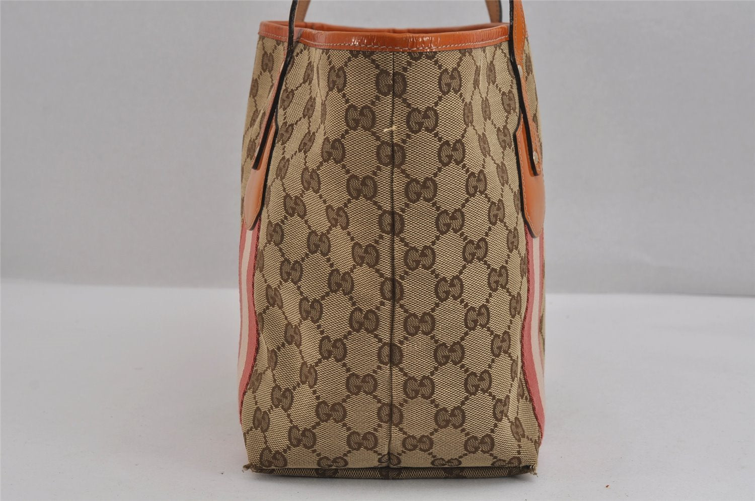Authentic GUCCI Jolie Sherry Line Tote Bag GG Canvas Enamel 211971 Brown 3433J