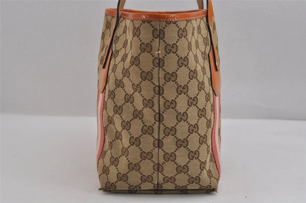 Authentic GUCCI Jolie Sherry Line Tote Bag GG Canvas Enamel 211971 Brown 3433J