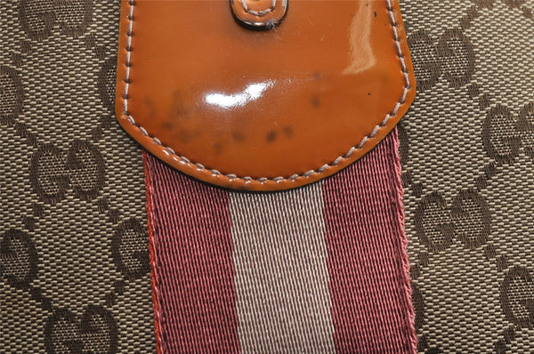 Authentic GUCCI Jolie Sherry Line Tote Bag GG Canvas Enamel 211971 Brown 3433J