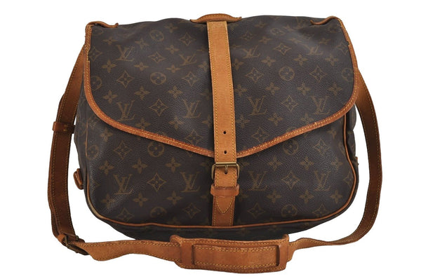 Authentic Louis Vuitton Monogram Saumur 35 Shoulder Cross Bag M42254 Junk 3434J