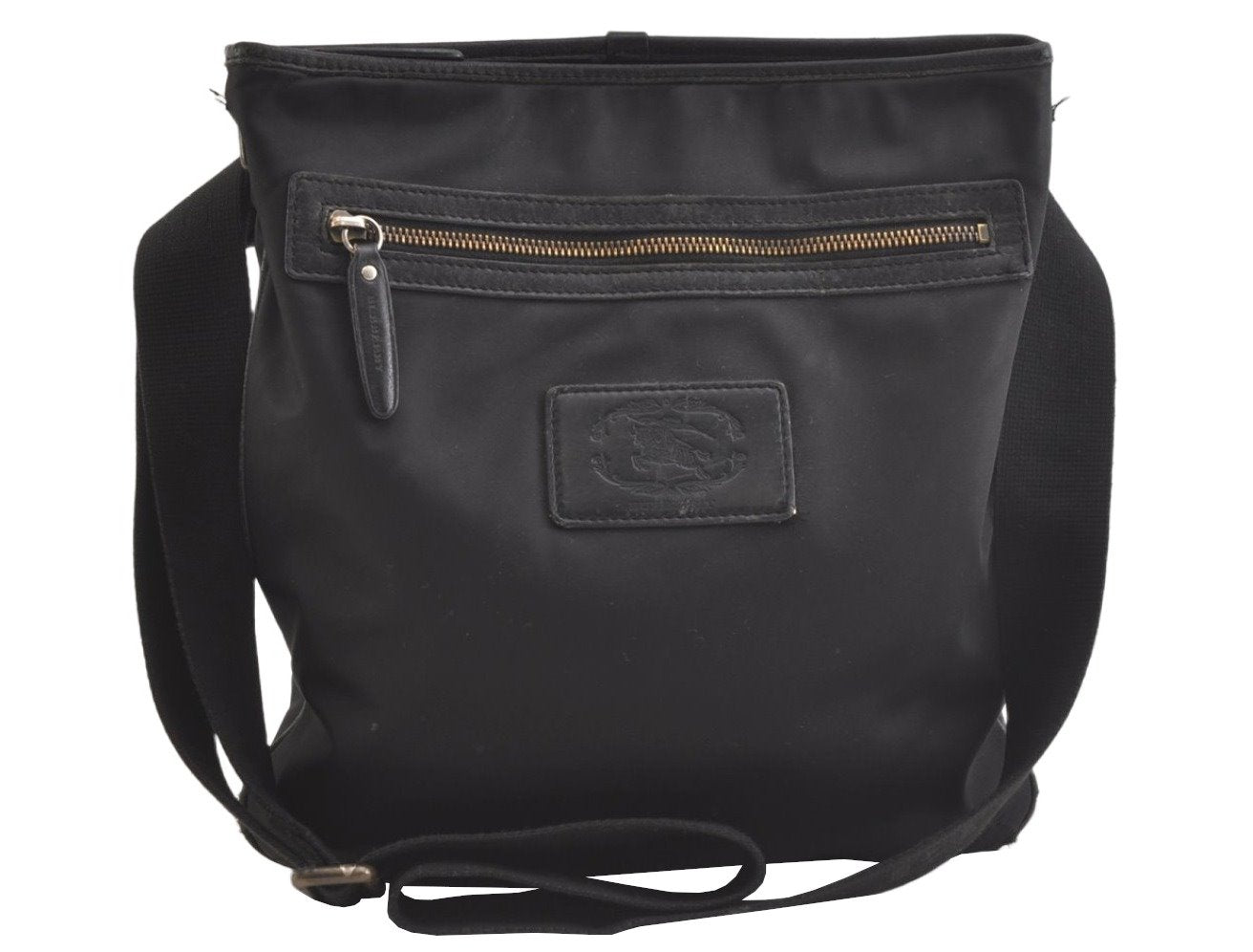 Authentic BURBERRY Vintage Nylon Leather Shoulder Cross Body Bag Black 3435K