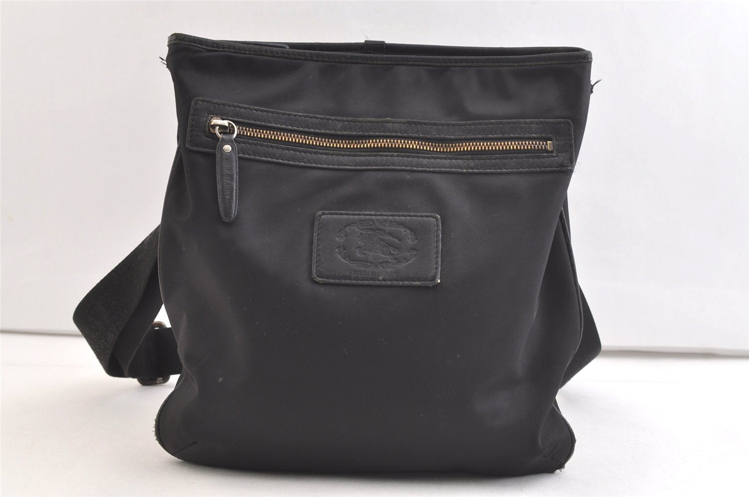 Authentic BURBERRY Vintage Nylon Leather Shoulder Cross Body Bag Black 3435K
