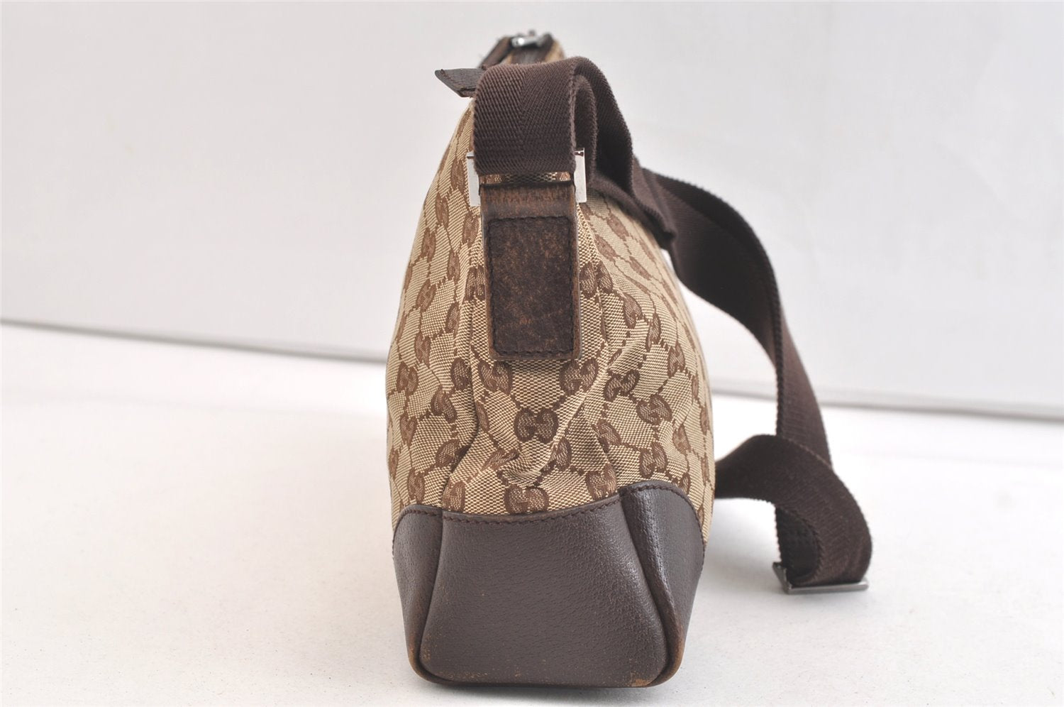 Authentic GUCCI Shoulder Cross Body Bag GG Canvas Leather 114273 Brown 3436K