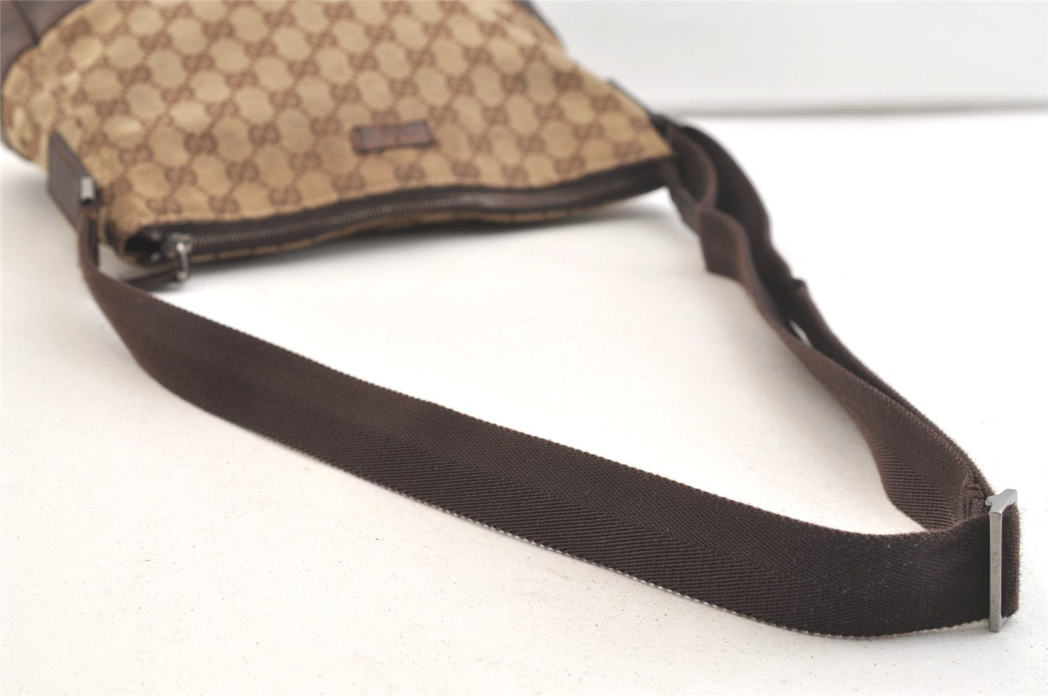 Authentic GUCCI Shoulder Cross Body Bag GG Canvas Leather 114273 Brown 3436K