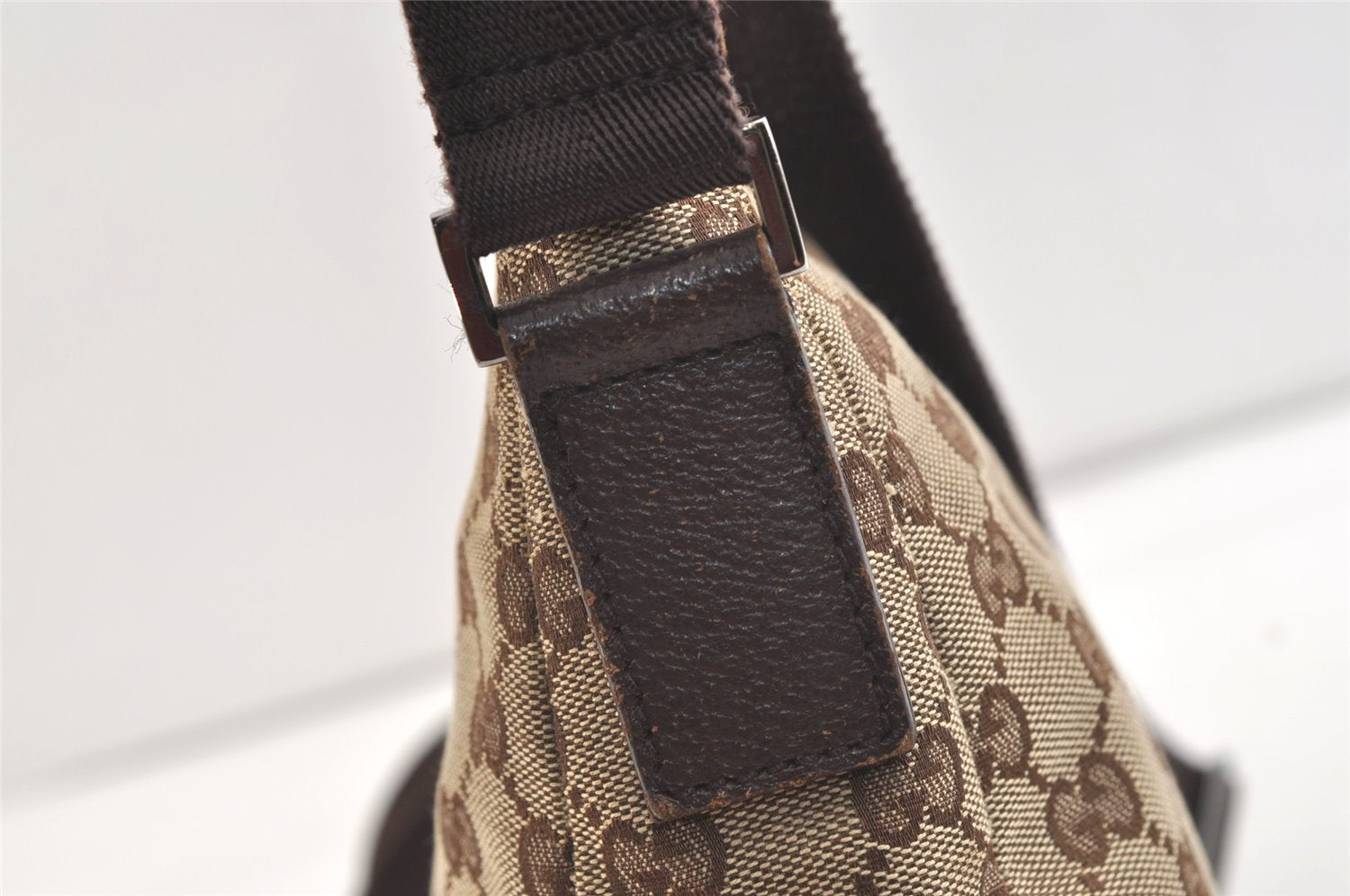 Authentic GUCCI Shoulder Cross Body Bag GG Canvas Leather 114273 Brown 3436K